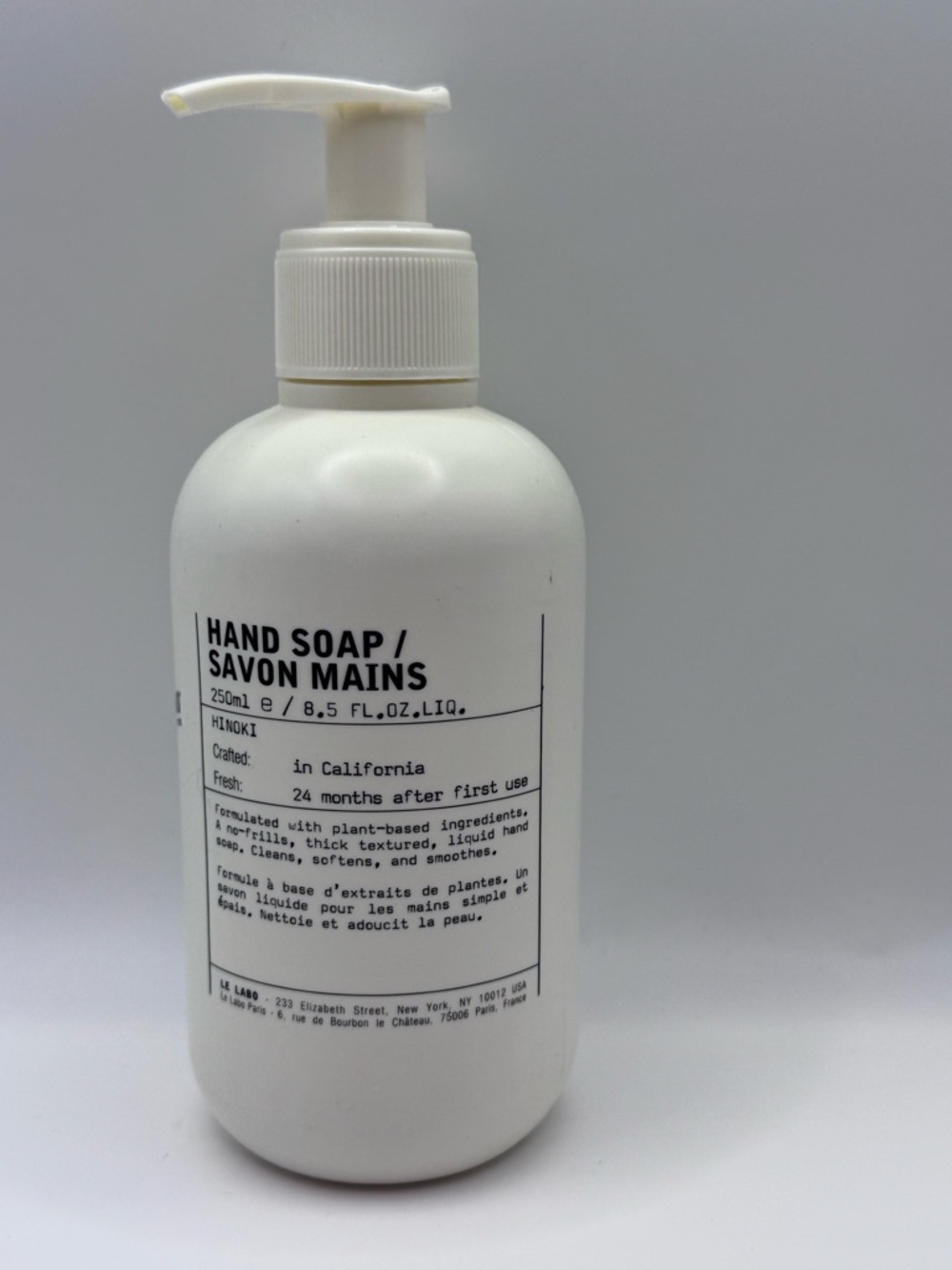 LE LABO Hand Soap Hinoki 8.5oz/250ml Authentic